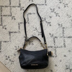 Michael Kors Black Shoulder Bag with Gold Accents
